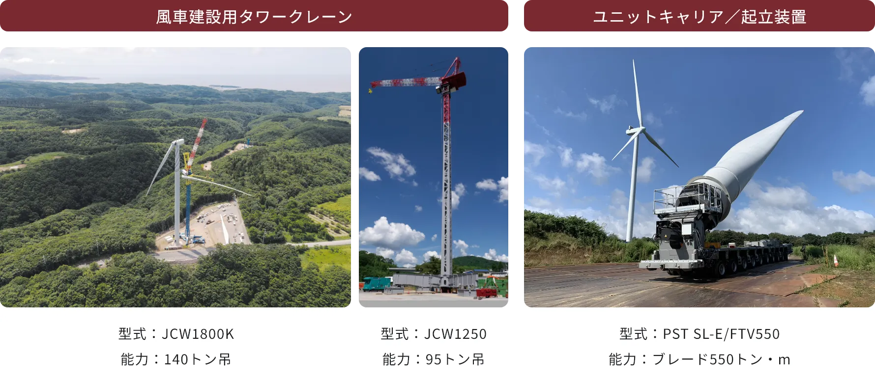 巨大風車建設を支える先進の重機・クレーン